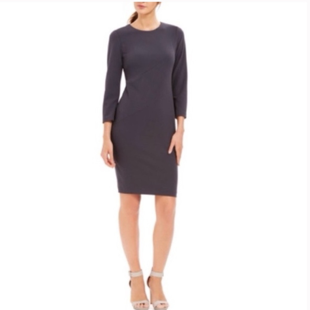 Calvin Klein Dress Women’s Size 10 Gray Sheath Tulip‎ Sleeve 3/4 Sleeve Grey